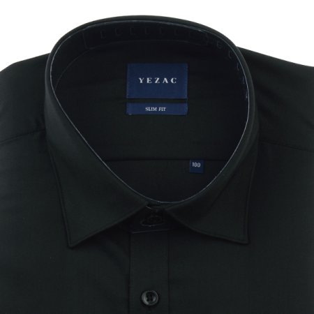 블랙 스트레치 솔리드 슬림핏 긴소매