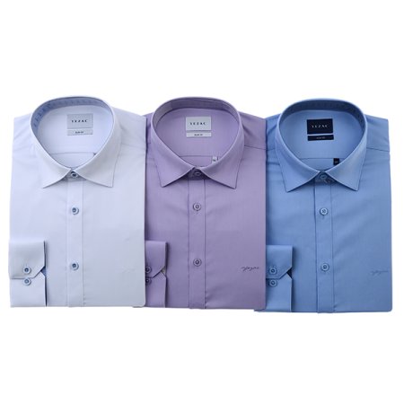 배색카라 스트레치 솔리드 슬림핏긴소매