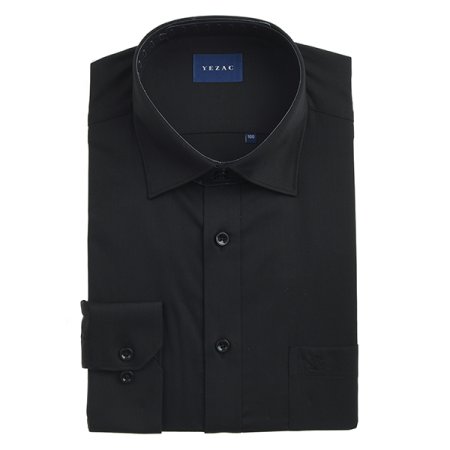 블랙 면혼방스트레치솔리드 일반핏긴소매