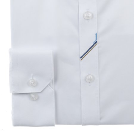 자수포인트 면혼방 솔리드 슬림핏긴소매