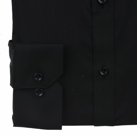 블랙 면혼방스트레치솔리드 슬림핏긴소매