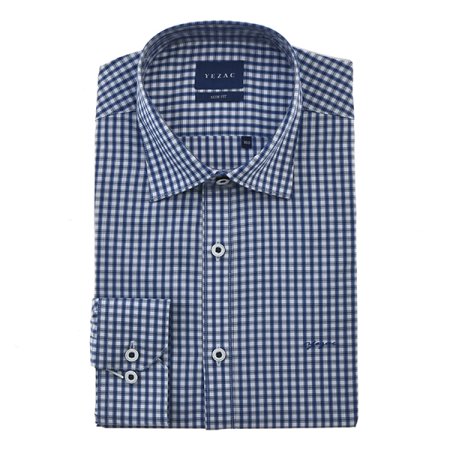 면혼방 스트레치 체크 슬림핏 긴소매