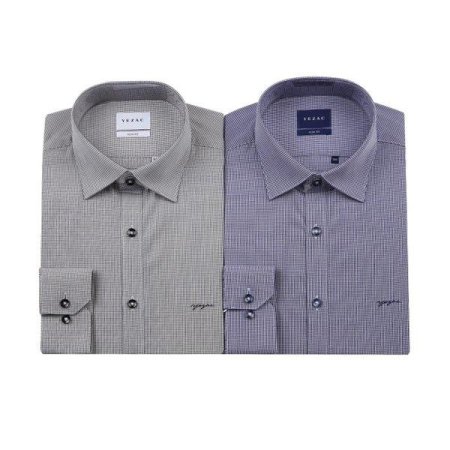 구김 적은 잔잔한 체크  슬림핏긴소매