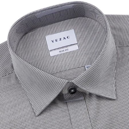 구김 적은 잔잔한 체크  슬림핏긴소매