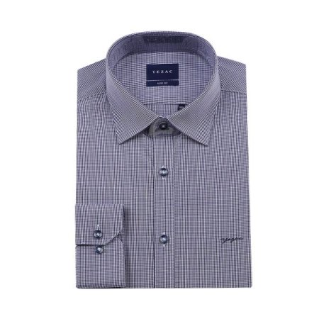 구김 적은 잔잔한 체크  슬림핏긴소매