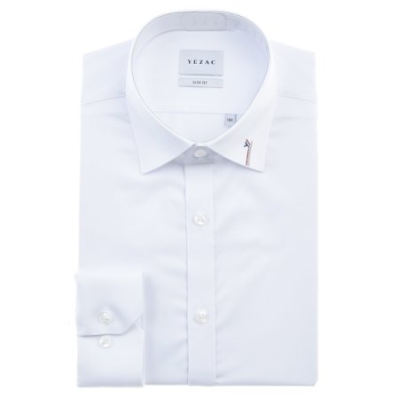 예작셔츠 자수포인트 스트레치솔리드 슬림핏긴소매