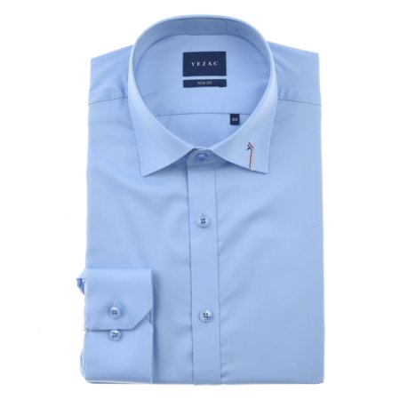 예작셔츠 자수포인트 스트레치솔리드 슬림핏긴소매
