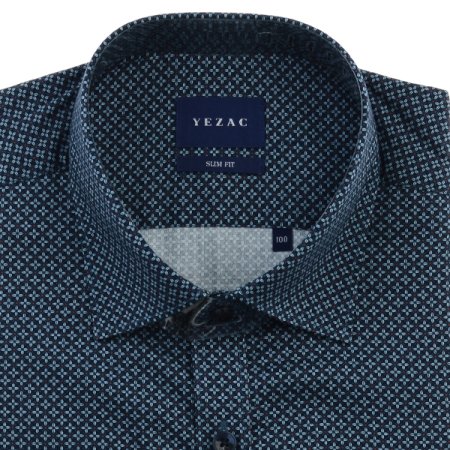 잔잔한 프린트 코튼레이온 슬림핏긴소매