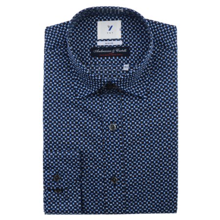 안드레아짜 코튼스몰프린트 슬림핏긴소매