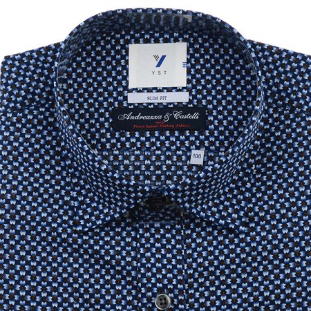 안드레아짜 코튼스몰프린트 슬림핏긴소매