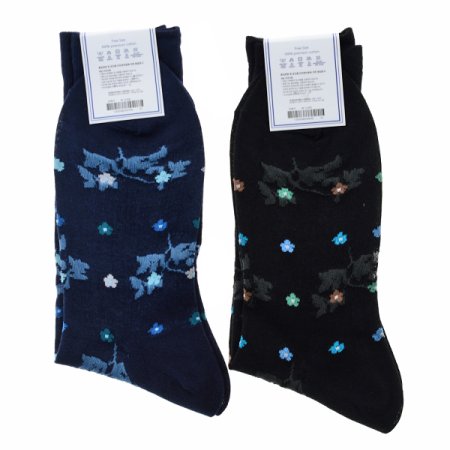 꽃문양 자카드 중목 양말