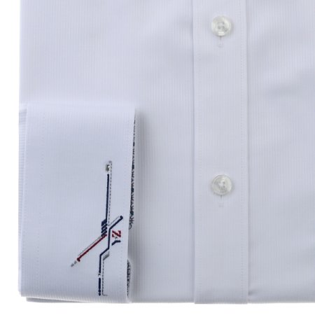 커프스자수 도비솔리드 일반핏긴소매