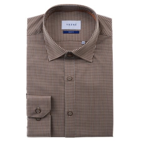 스냅카라 미니깅엄체크 슬림핏긴소매