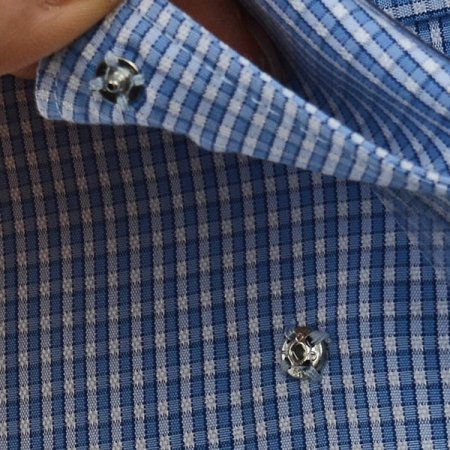 스냅카라 미니깅엄체크 슬림핏긴소매