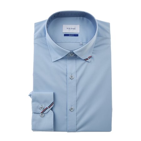 자수포인트 코튼혼방스트레치 슬림긴소매