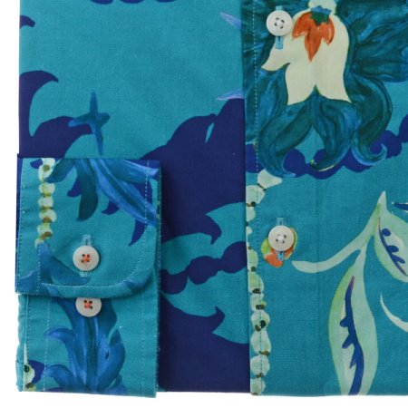 면워싱 빅프린트 슬림핏 긴소매