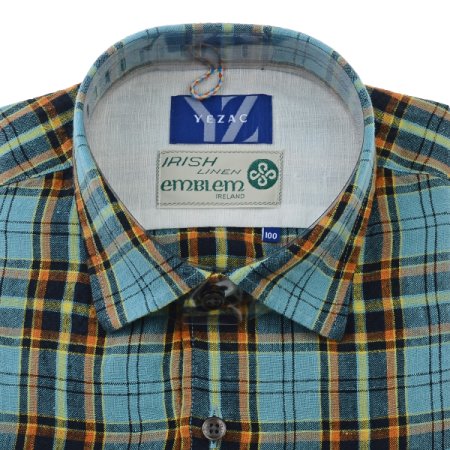 가먼트워싱 린넨 체크 슬림긴소매