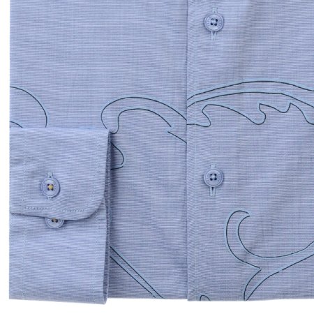 몸판 자수포인트 면워싱 슬림핏긴소매