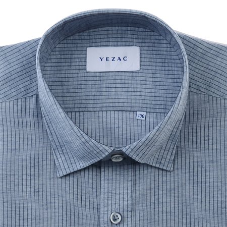 스냅카라린넨혼방스트라이프일반핏긴소매