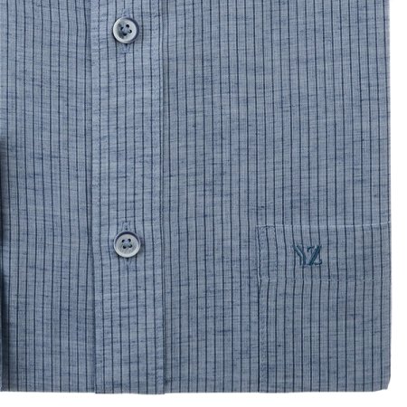 스냅카라린넨혼방스트라이프일반핏긴소매