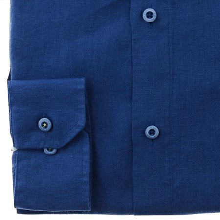 밑단일자 워싱 린넨솔리드 일반핏긴소매