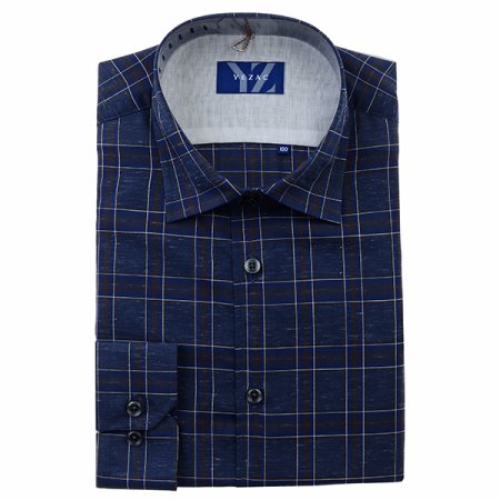 린넨 모달 혼방 체크 일반핏 긴소매