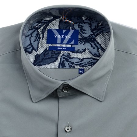 나뭇잎프린트 포인트 솔리드 슬림긴소매