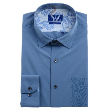 나뭇잎프린트 포인트 솔리드 슬림긴소매