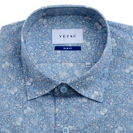 코튼 프린트 리플 시어서커 슬림긴소매