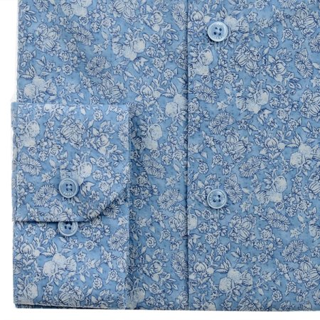 코튼 프린트 리플 시어서커 슬림긴소매