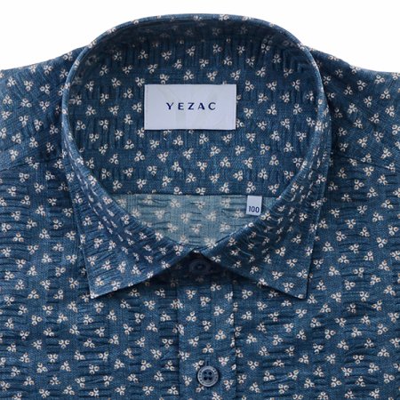 코튼 프린트 리플 서커 일반핏긴소매