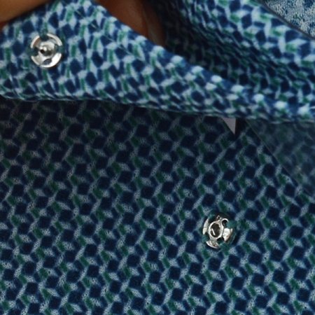 신축성있는 프린트와플져지 슬림핏긴소매