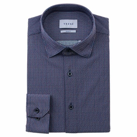 신축성있는 프린트와플져지 슬림핏긴소매