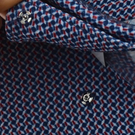 신축성있는 프린트와플져지 슬림핏긴소매