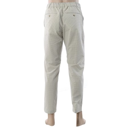 베이지 잔체크 시어서커 팬츠