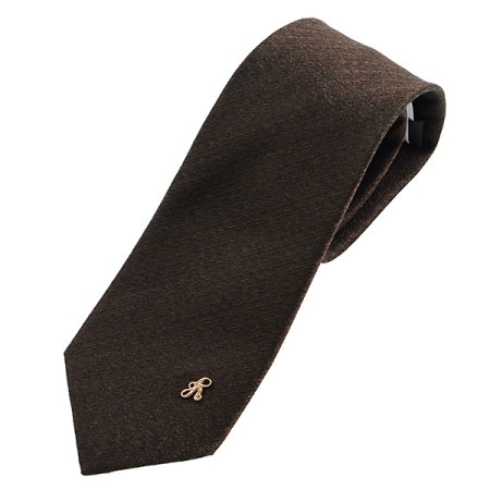로고 핀 추가 브라운 솔리드 넥타이