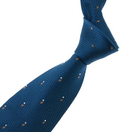 블루 올오버 크리스탈 실크 넥타이