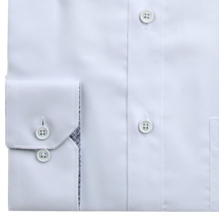 배색포인트 트윌 솔리드 일반핏 긴소매