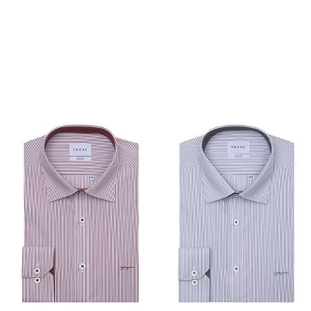 배색카라 면혼방스판스트라이프슬림긴소매