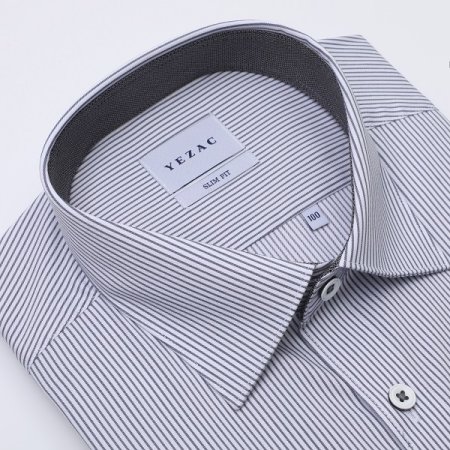 배색카라 면혼방스판스트라이프슬림긴소매