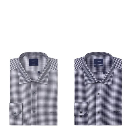 면혼방 체크 슬림핏 긴소매