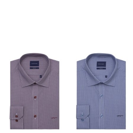 면혼방 스판 마이크로체크 슬림 긴소매