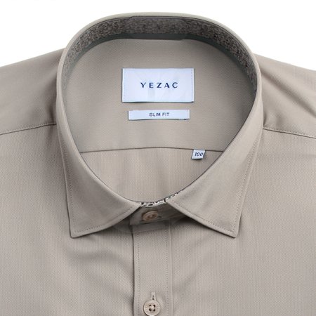 배색포인트 뱀부스판 도비 슬림 긴소매