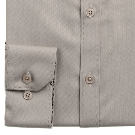 배색포인트 뱀부스판 도비 슬림 긴소매