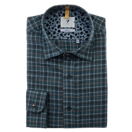 울혼방 기모 글렌 체크 슬림 긴소매