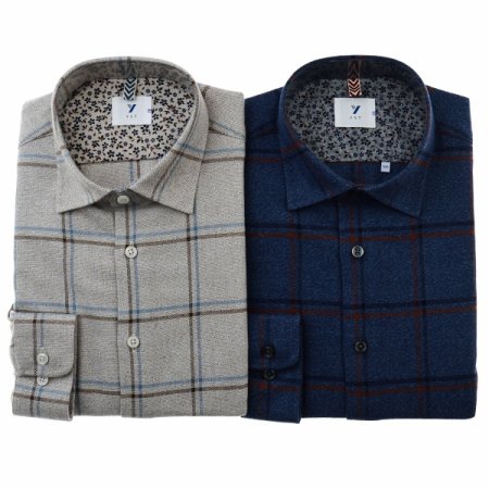 면혼방평직기모 윈도우체크 일반핏긴소매