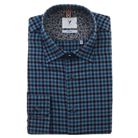 스냅카라 기모 체크 슬림핏 긴소매