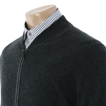 울캐시혼방 변형 헨리넥 풀짚업 가디건