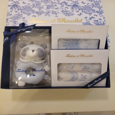 쇼콜라 손수건2매디아딸랑이2종세트