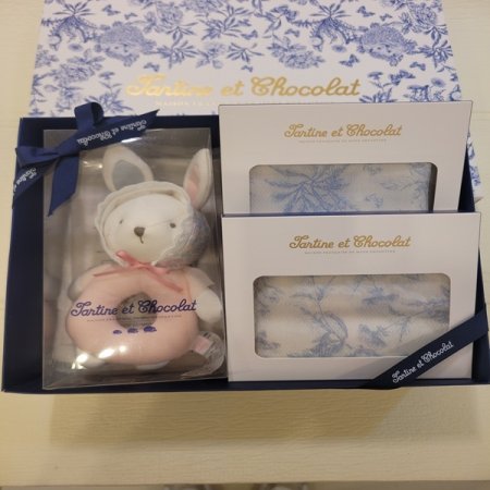 쇼콜라 2매니니딸랑이2종세트 트왈드손수건